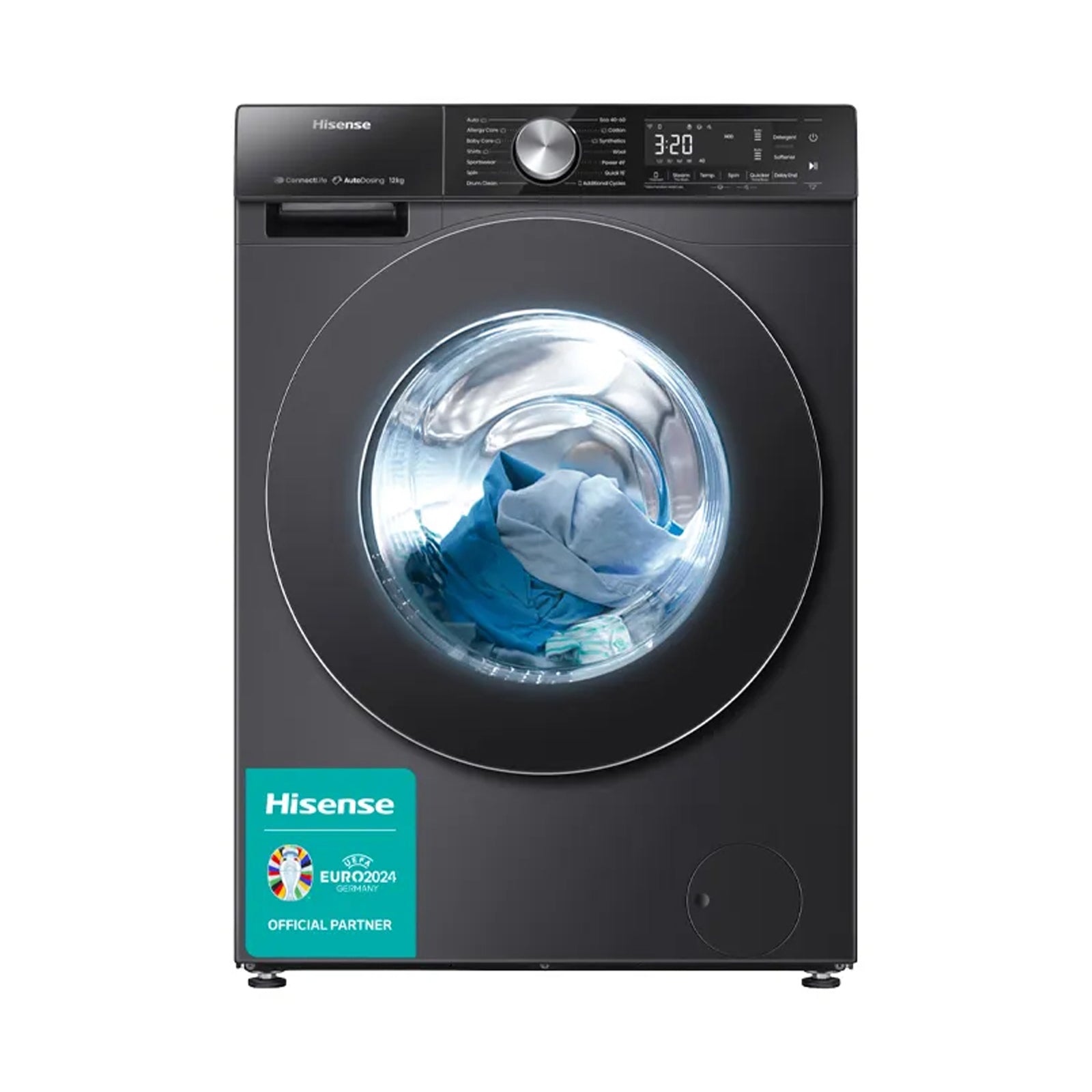 HISENSE Washer Front Load 12 KG 1400RPM A+++ Wi-Fi Black